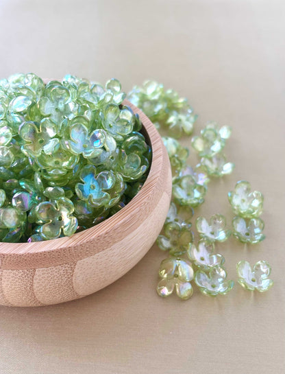 Four Petals Lime Green Flower Beads