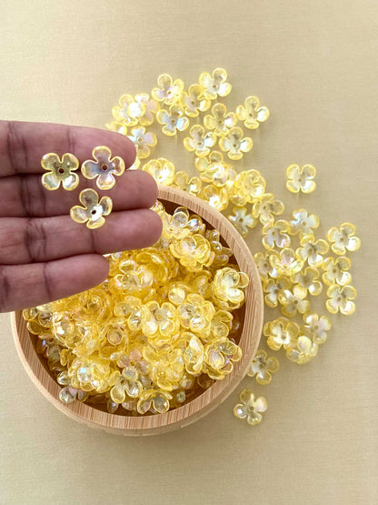 Four Petals Lemon Yellow Flower Beads
