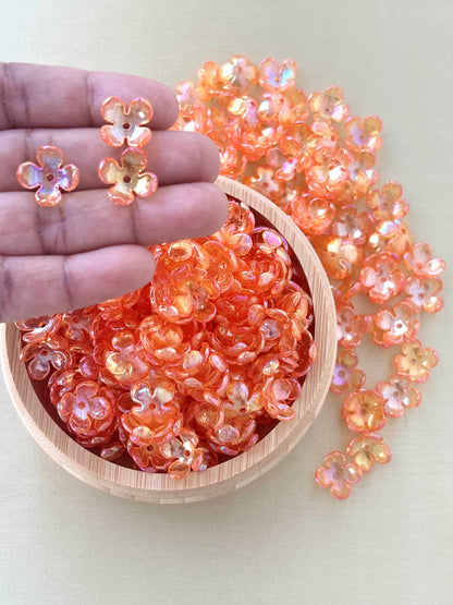 Four Petals Bright Orange Flower Beads
