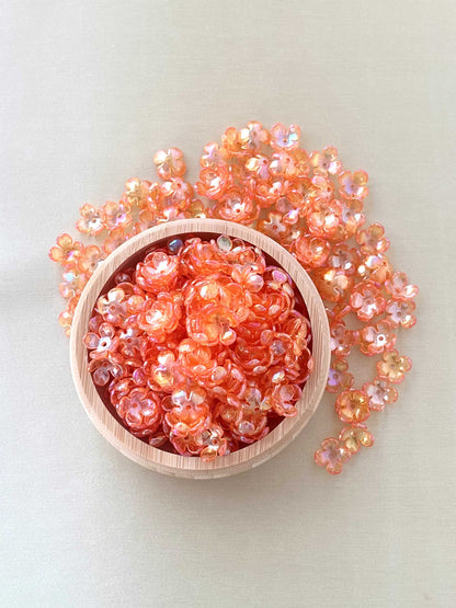 Four Petals Bright Orange Flower Beads