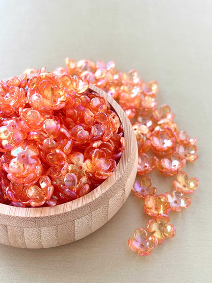 Four Petals Bright Orange Flower Beads