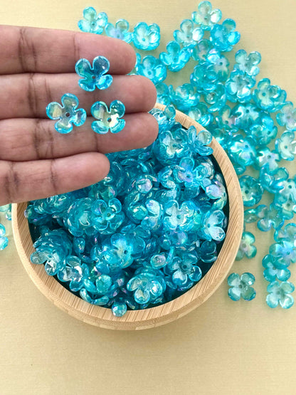 Four Petals Sky Blue Flower Beads