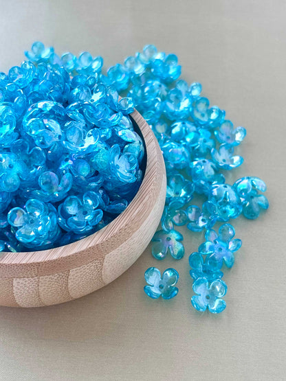 Four Petals Sky Blue Flower Beads
