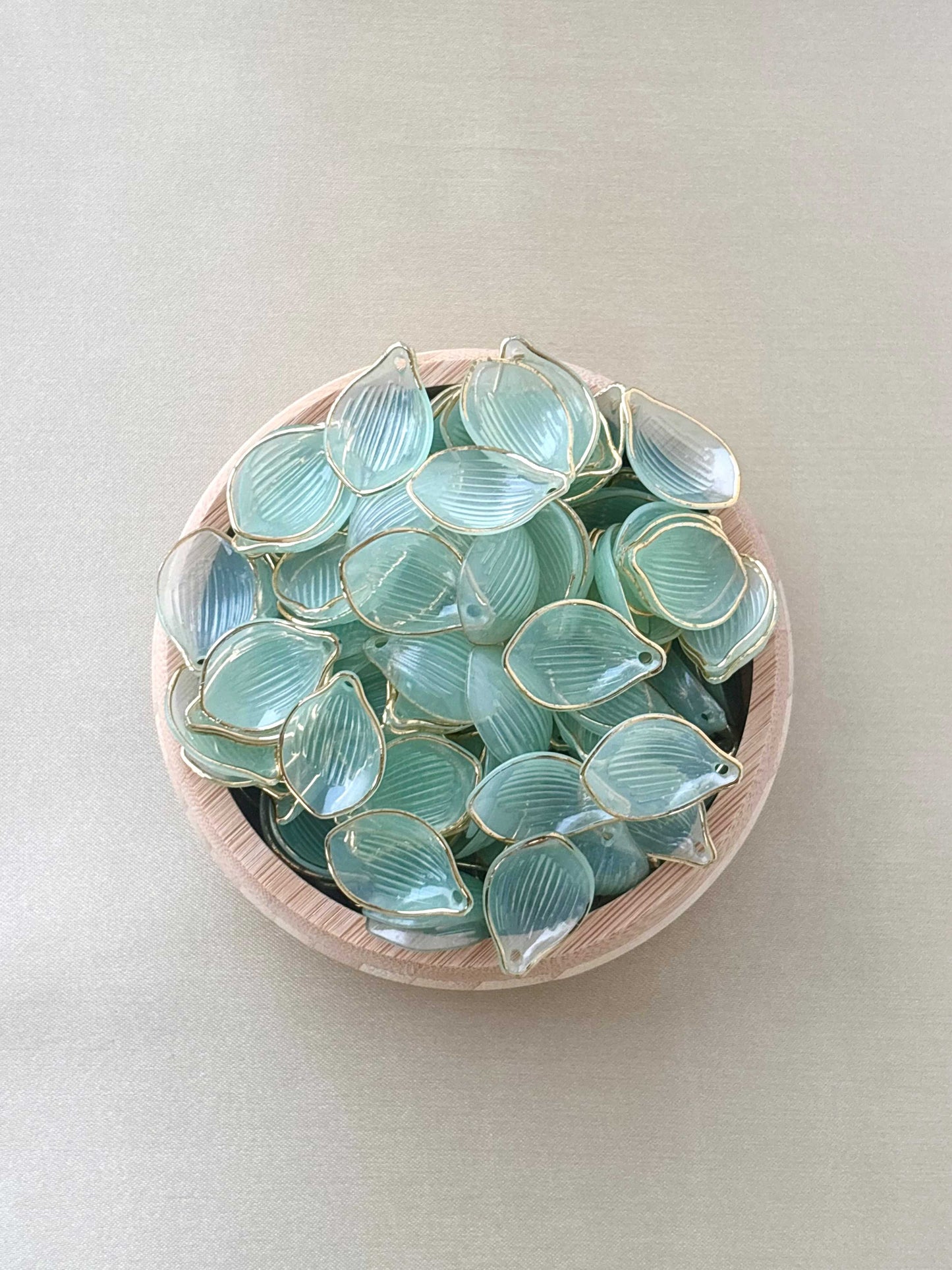 Gold Rimmed Mint Green Acrylic Petal Charms