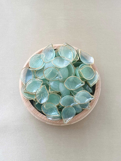 Gold Rimmed Mint Green Acrylic Petal Charms