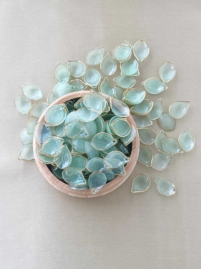 Gold Rimmed Mint Green Acrylic Petal Charms