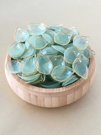 Gold Rimmed Mint Green Acrylic Petal Charms