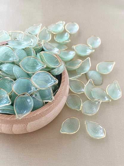 Gold Rimmed Mint Green Acrylic Petal Charms