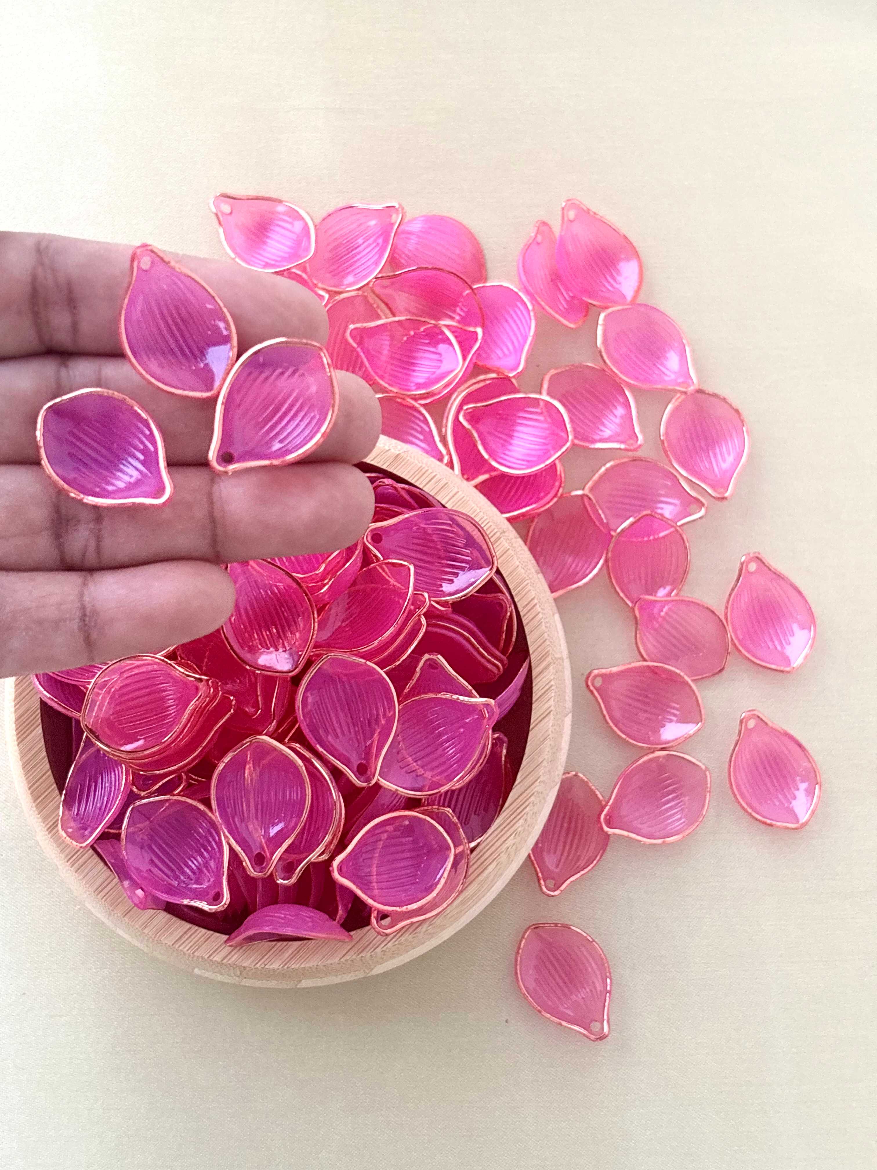 Gold Rimmed Rose Acrylic Petal Charms