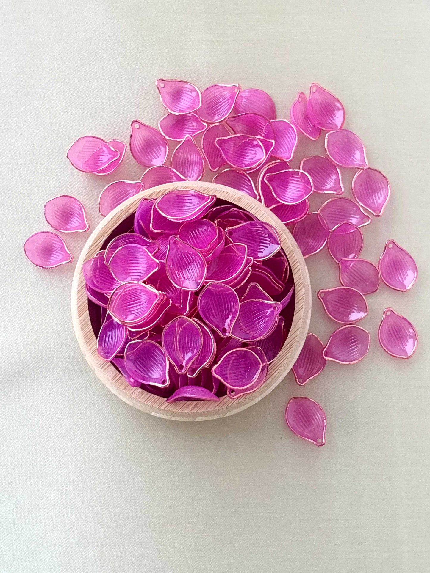 Gold Rimmed Rose Acrylic Petal Charms