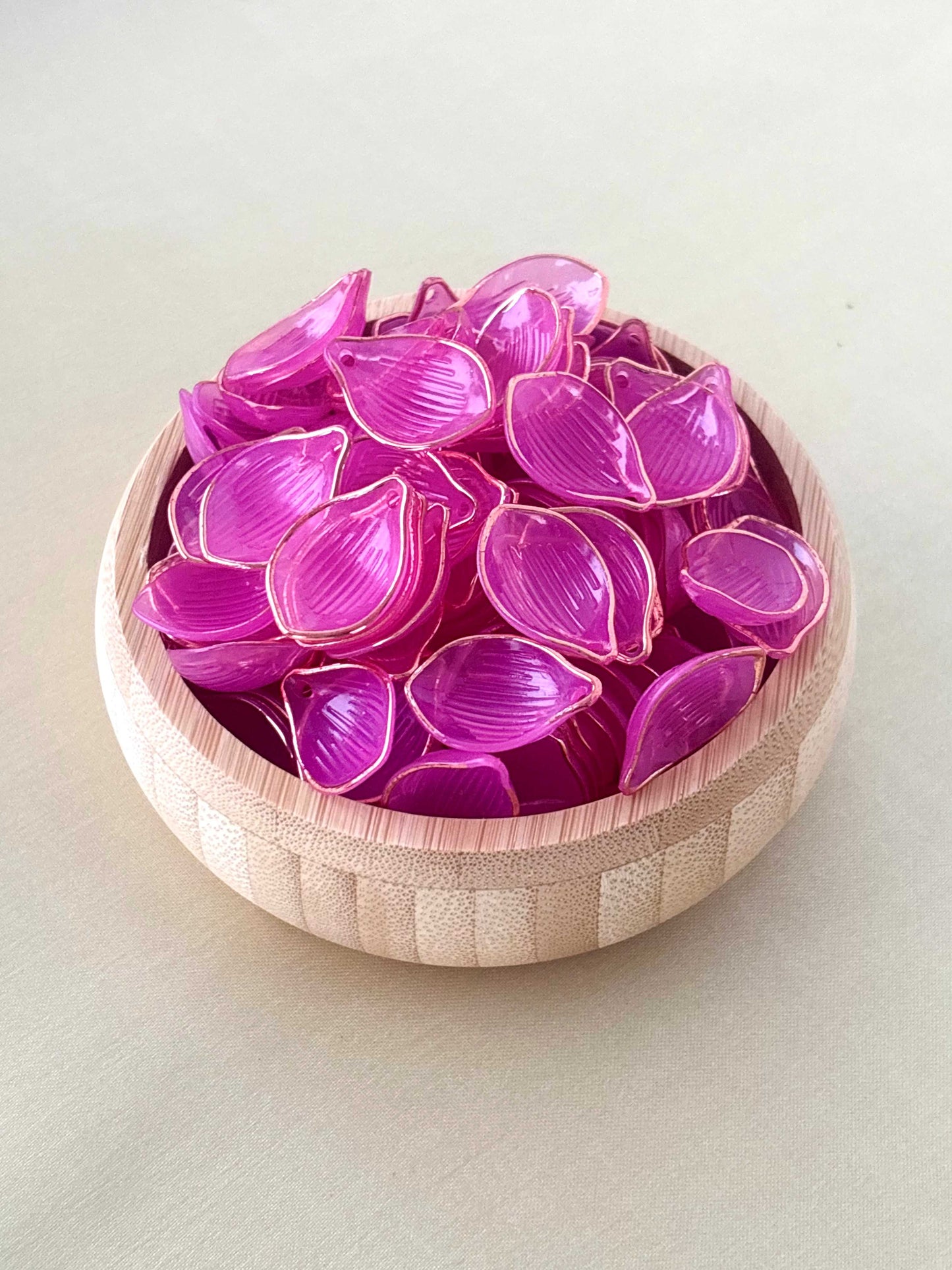 Gold Rimmed Rose Acrylic Petal Charms