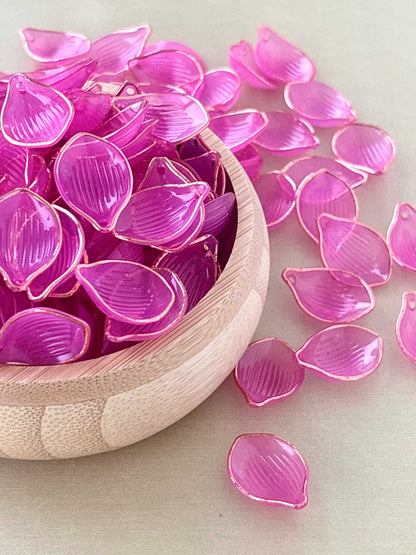Gold Rimmed Rose Acrylic Petal Charms