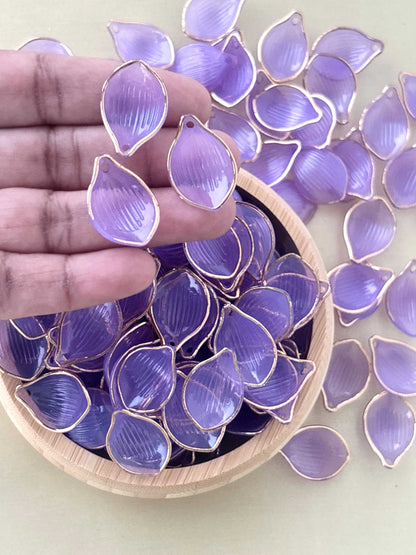 Gold Rimmed Purple Acrylic Petal Charms