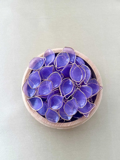Gold Rimmed Purple Acrylic Petal Charms