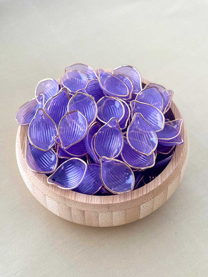 Gold Rimmed Purple Acrylic Petal Charms