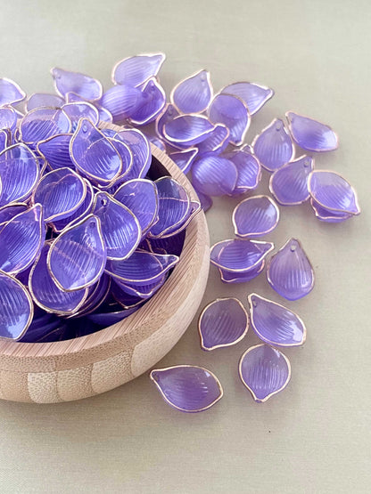 Gold Rimmed Purple Acrylic Petal Charms