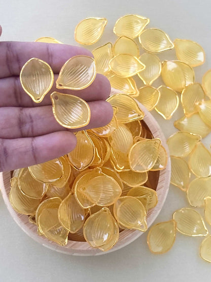 Gold Rimmed Yellow Acrylic Petal Charms
