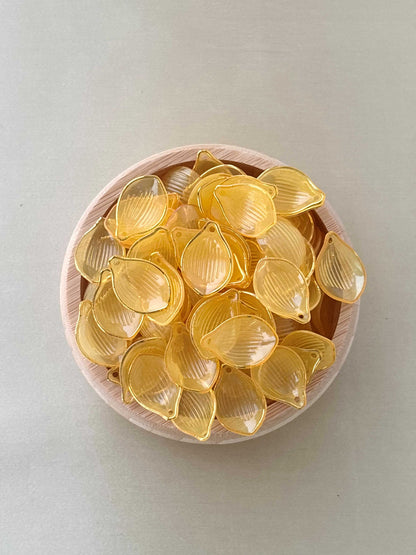 Gold Rimmed Yellow Acrylic Petal Charms