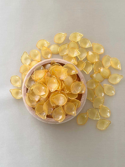 Gold Rimmed Yellow Acrylic Petal Charms