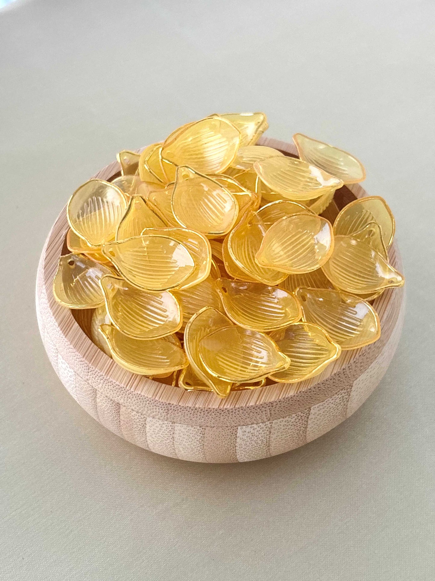 Gold Rimmed Yellow Acrylic Petal Charms