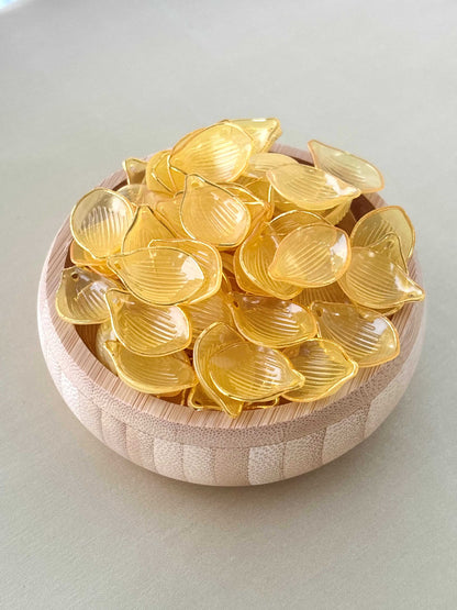 Gold Rimmed Yellow Acrylic Petal Charms
