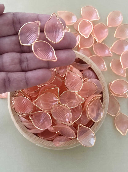 Gold Rimmed Orange Acrylic Petal Charms