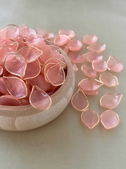 Gold Rimmed Orange Acrylic Petal Charms