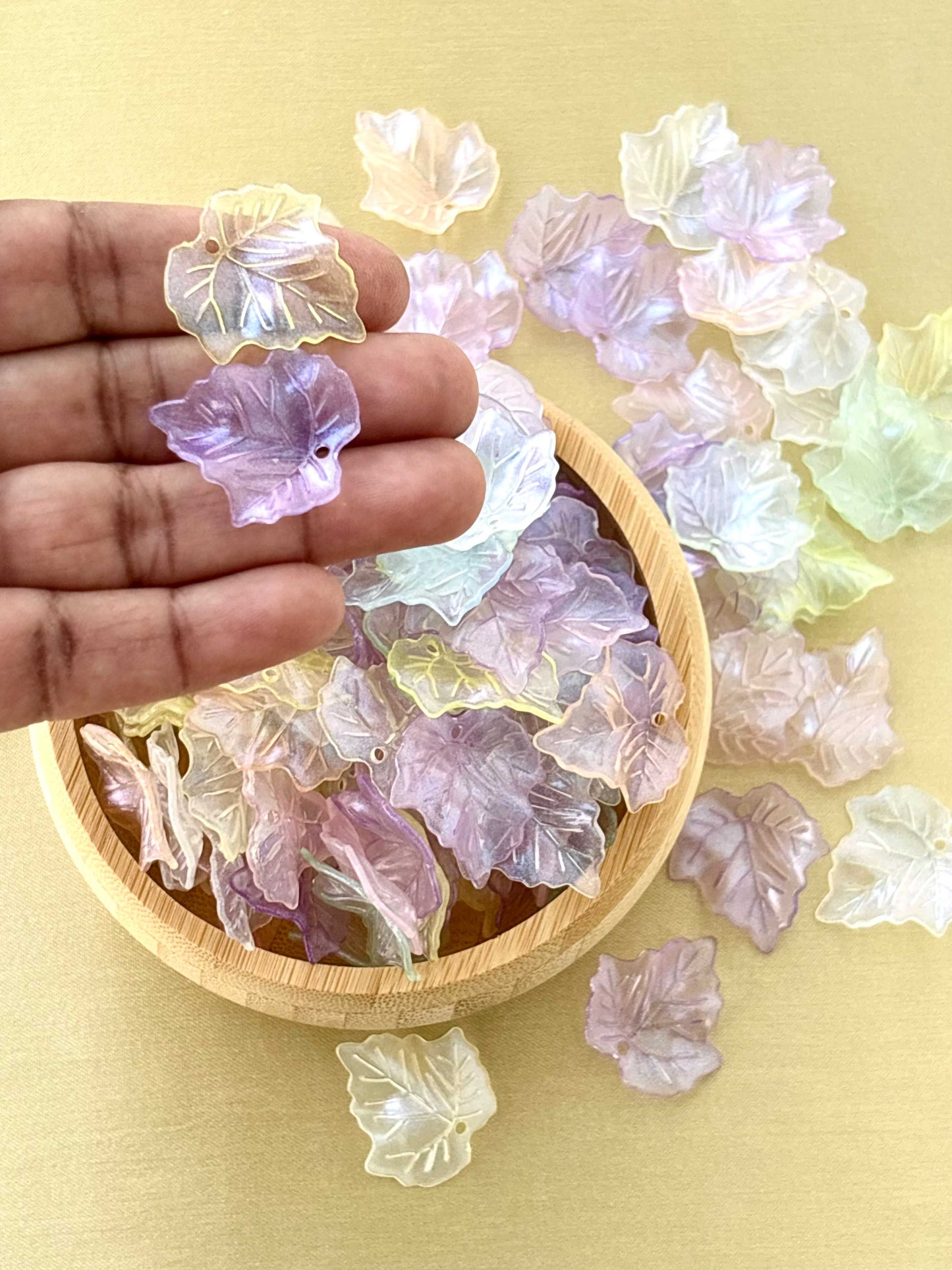 Iridescent Pastel Acrylic Leaf Charms