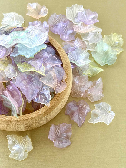 Iridescent Pastel Acrylic Leaf Charms
