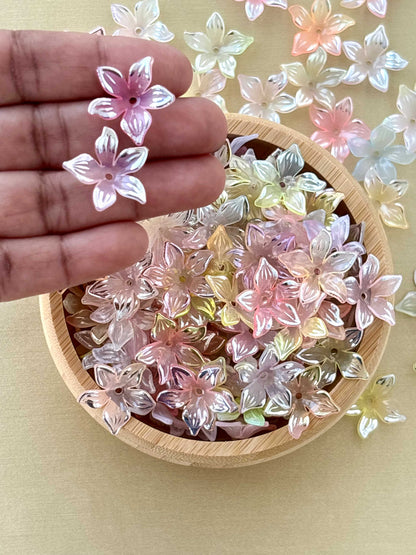 Iridescent Pastel Acrylic Lily Flower Beads