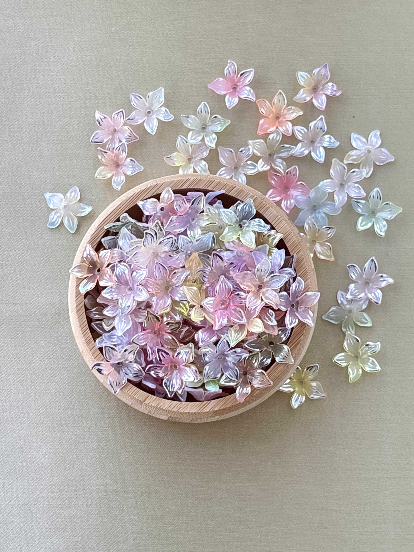 Iridescent Pastel Acrylic Lily Flower Beads