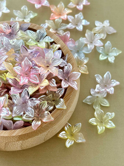 Iridescent Pastel Acrylic Lily Flower Beads