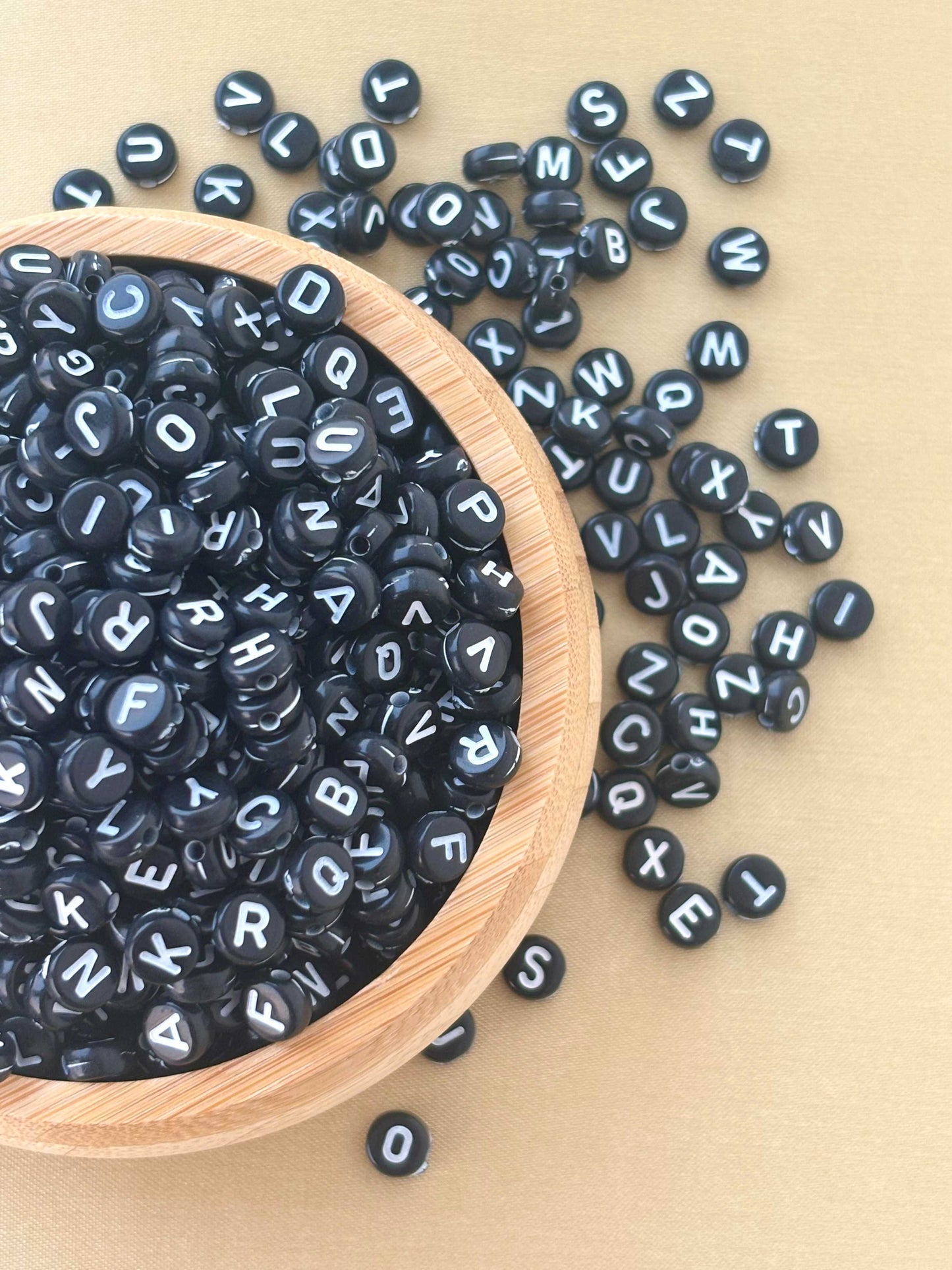 Black Alphabet Letter Beads