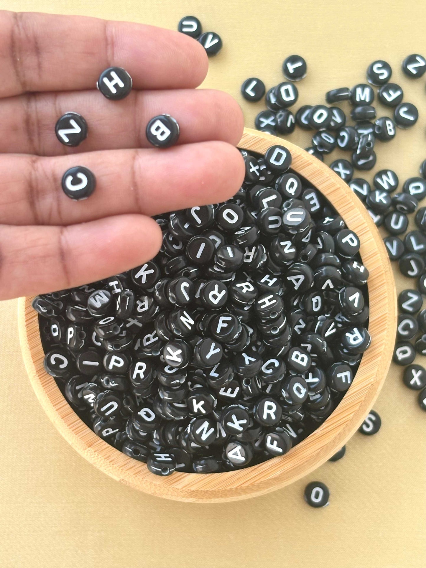 Black Alphabet Letter Beads