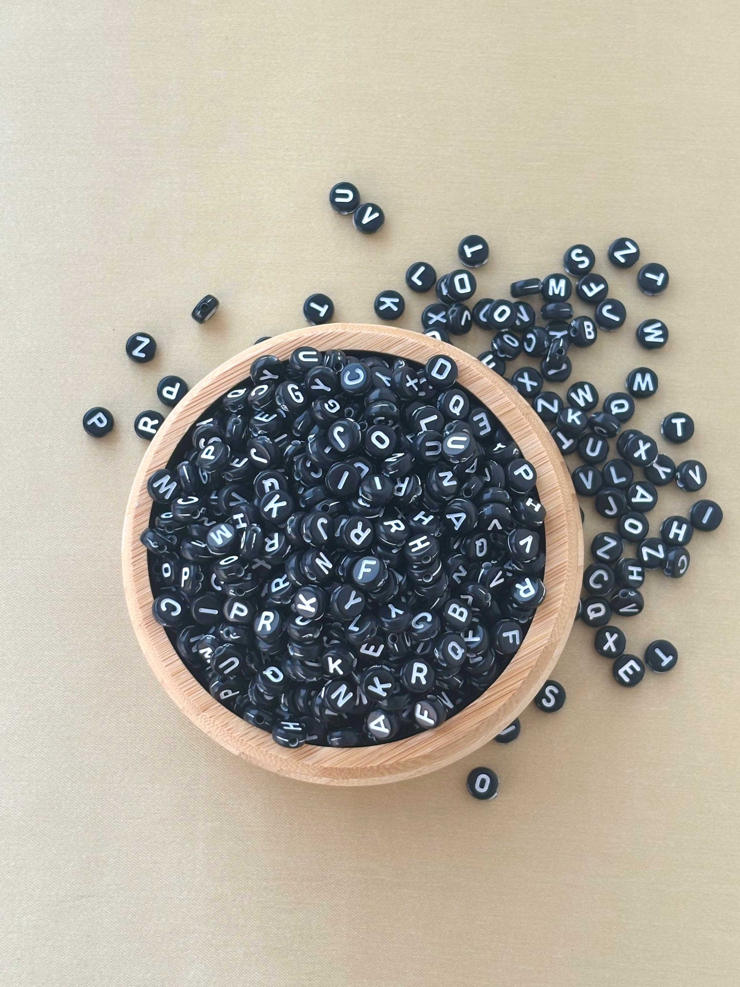 Black Alphabet Letter Beads
