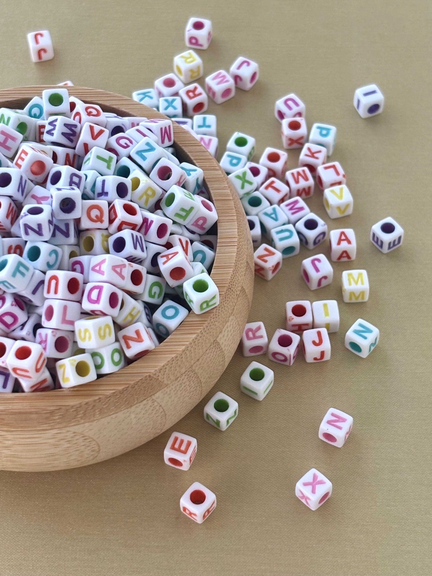 Square White Acrylic Letter Beads