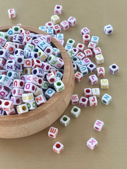 Square White Acrylic Letter Beads