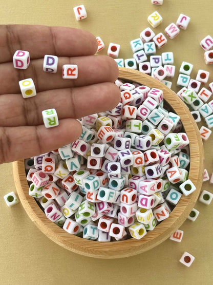 Square White Acrylic Letter Beads