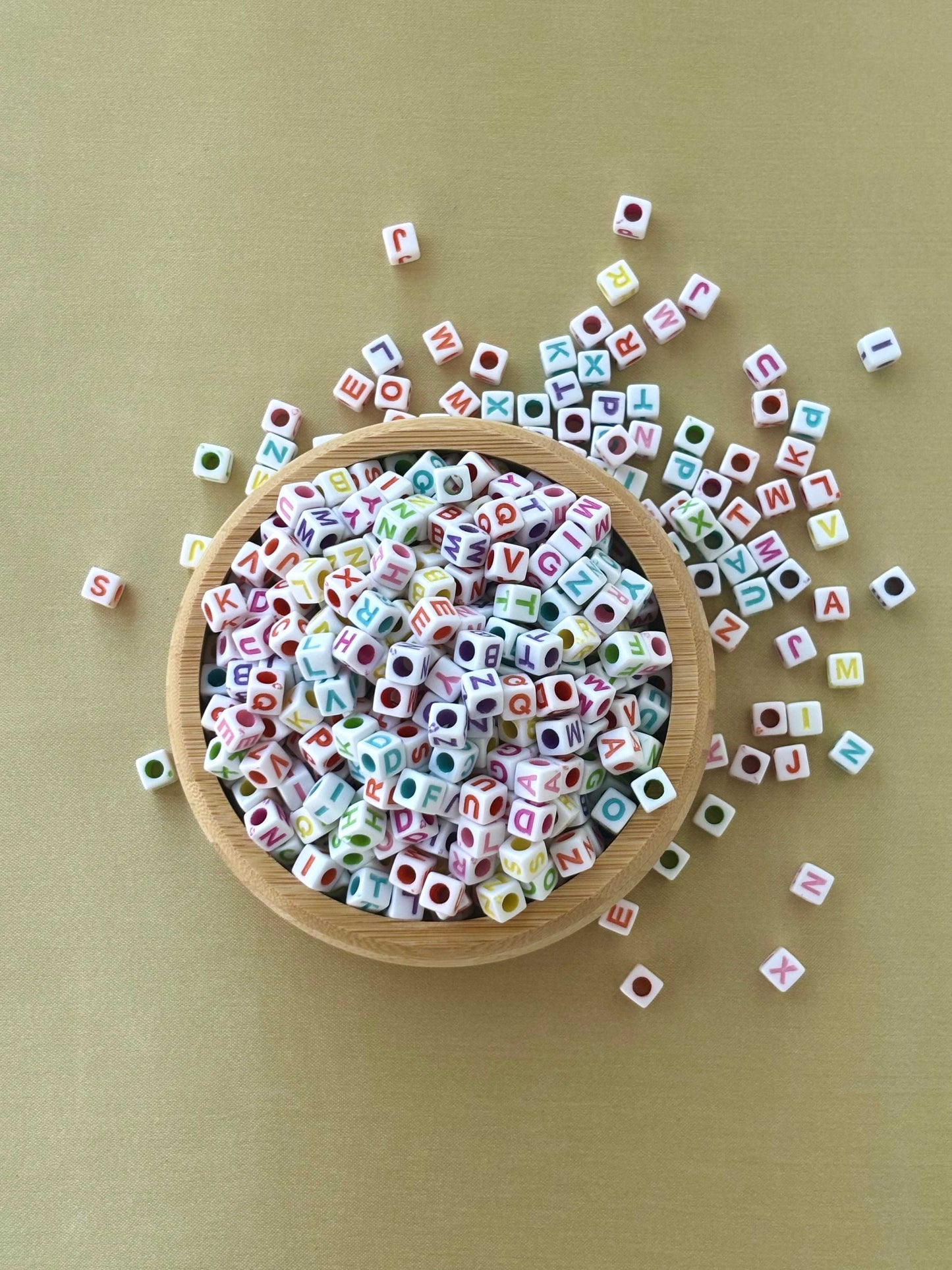 Square White Acrylic Letter Beads