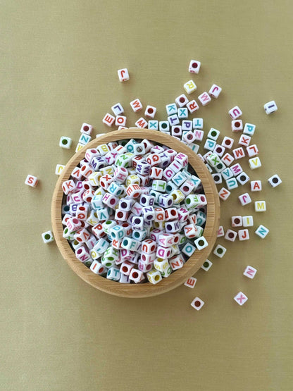 Square White Acrylic Letter Beads