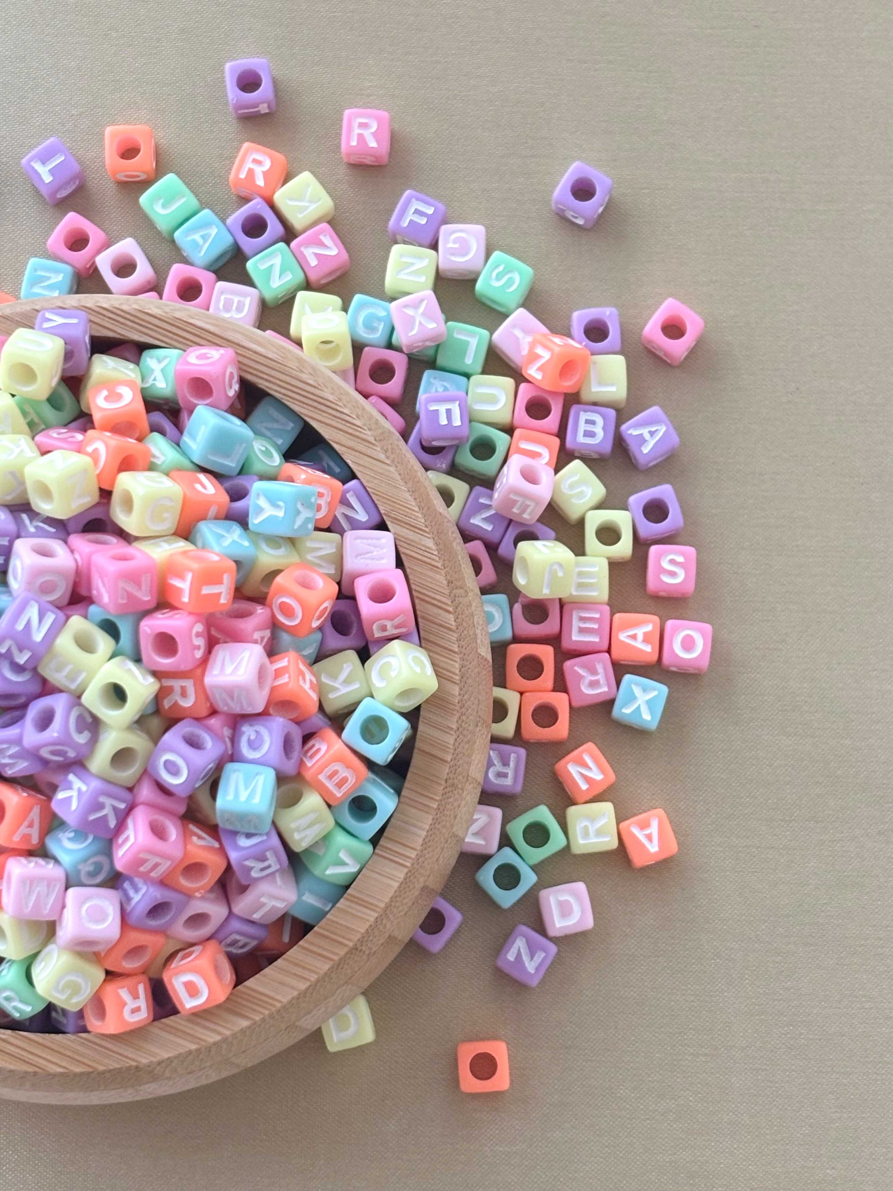 Pastel Macaron Alphabet Cube Beads