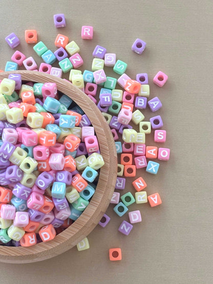 Pastel Macaron Alphabet Cube Beads