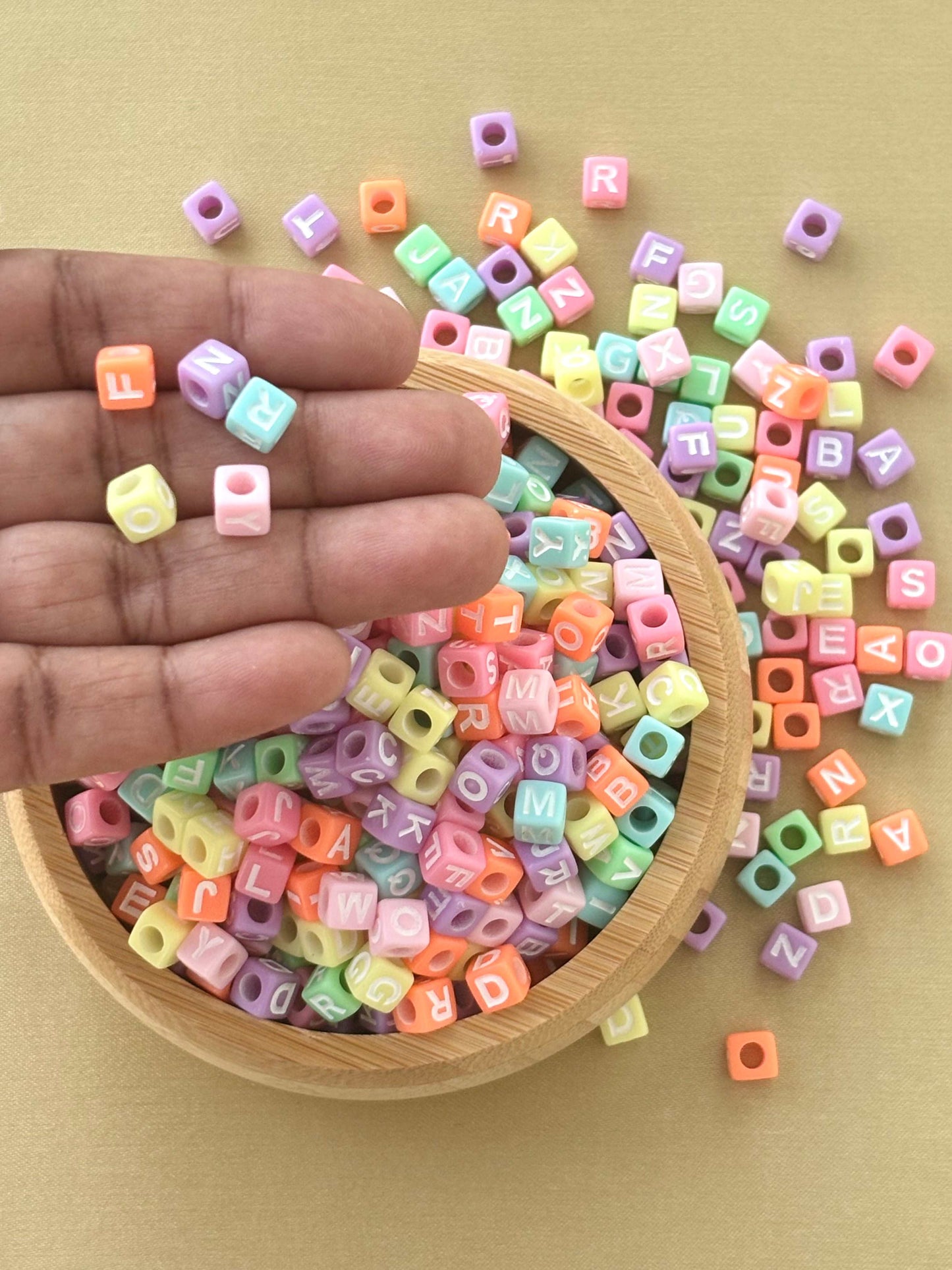 Pastel Macaron Alphabet Cube Beads