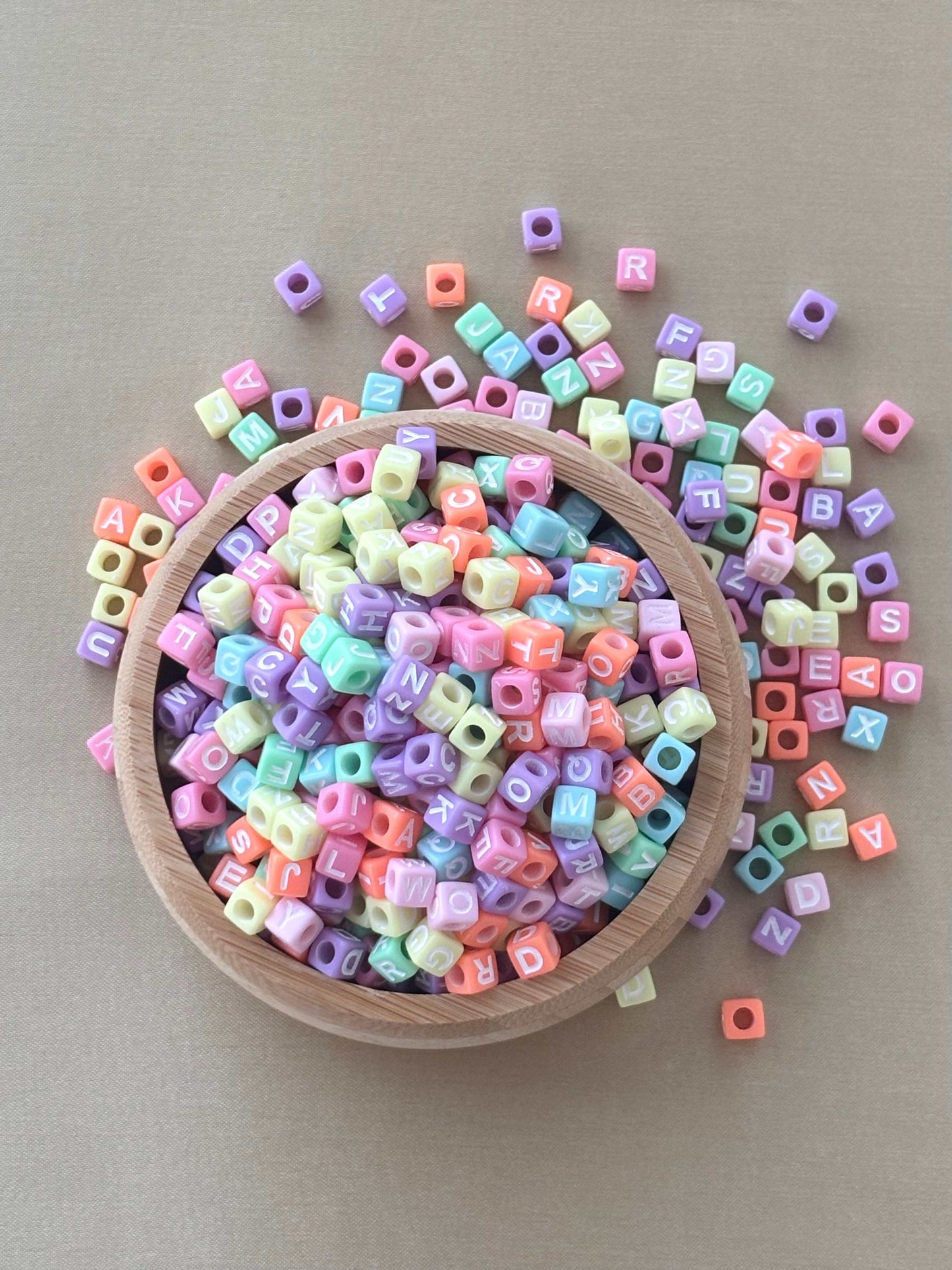 Pastel Macaron Alphabet Cube Beads