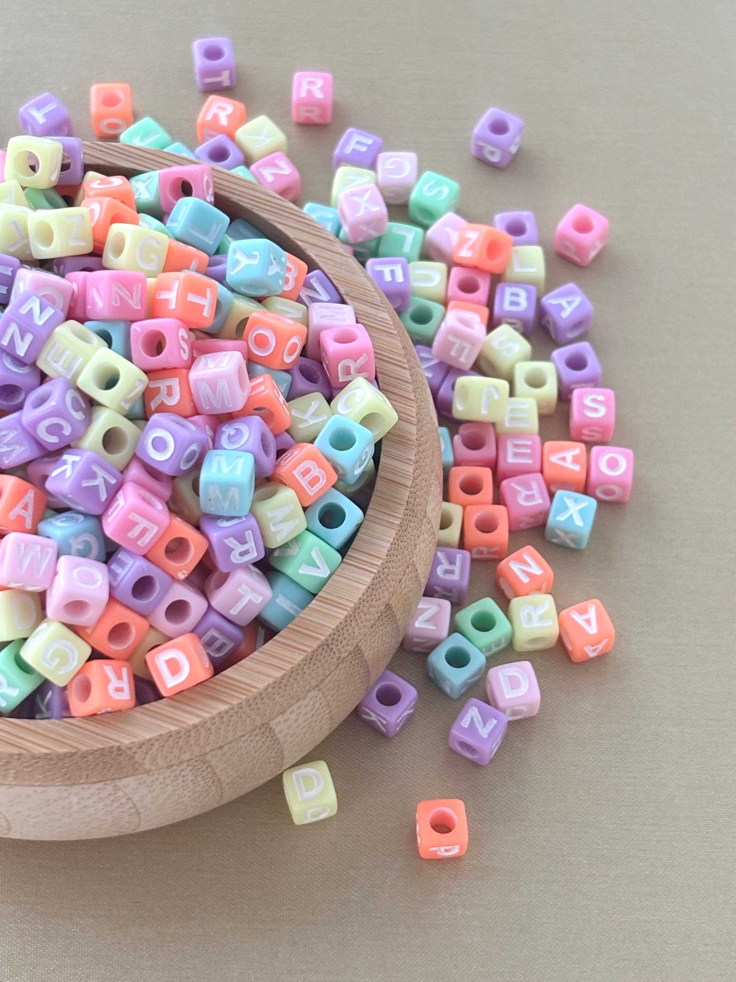 Pastel Macaron Alphabet Cube Beads