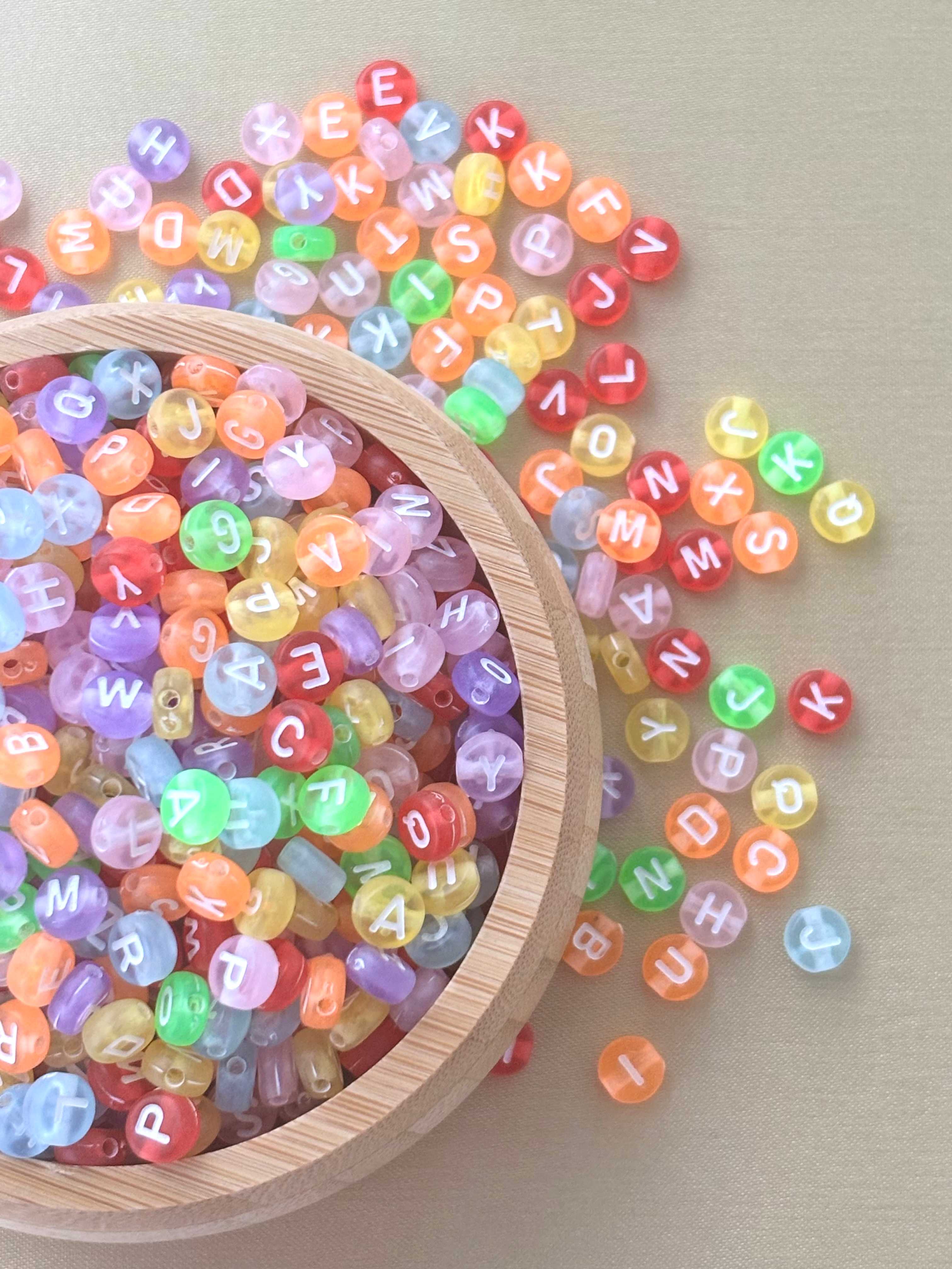 Round Colorful Alphabet Letter Beads