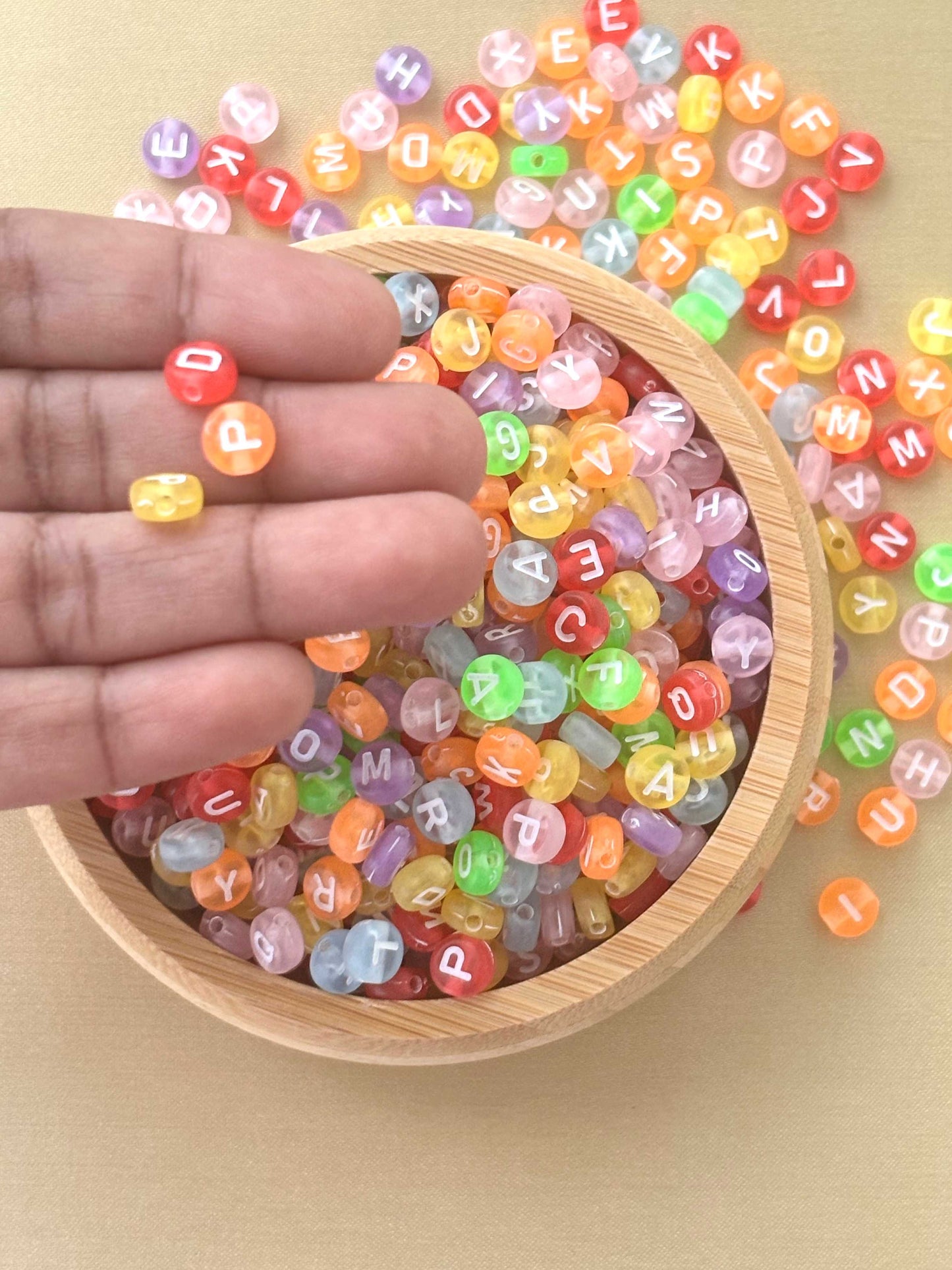 Round Colorful Alphabet Letter Beads