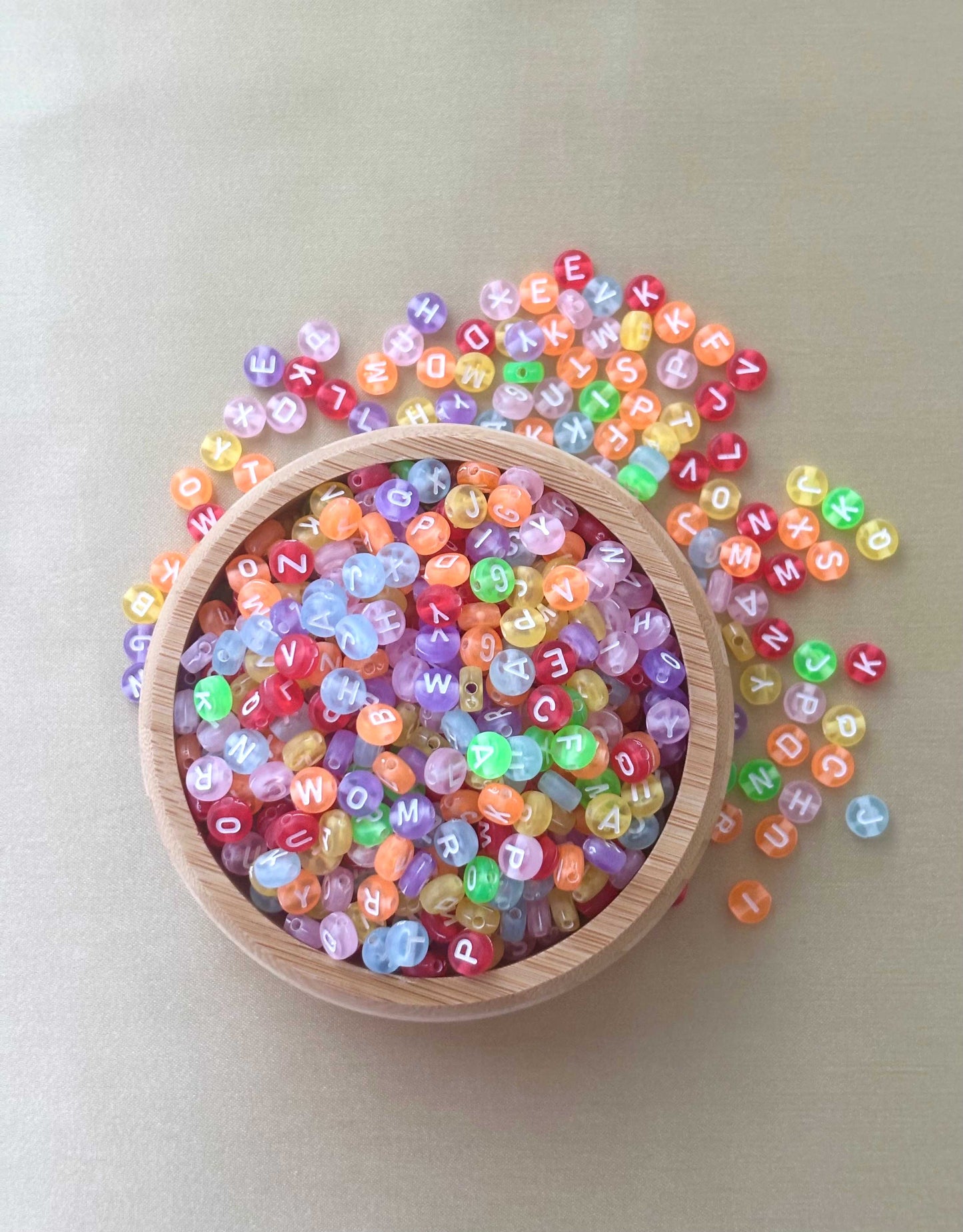 Round Colorful Alphabet Letter Beads