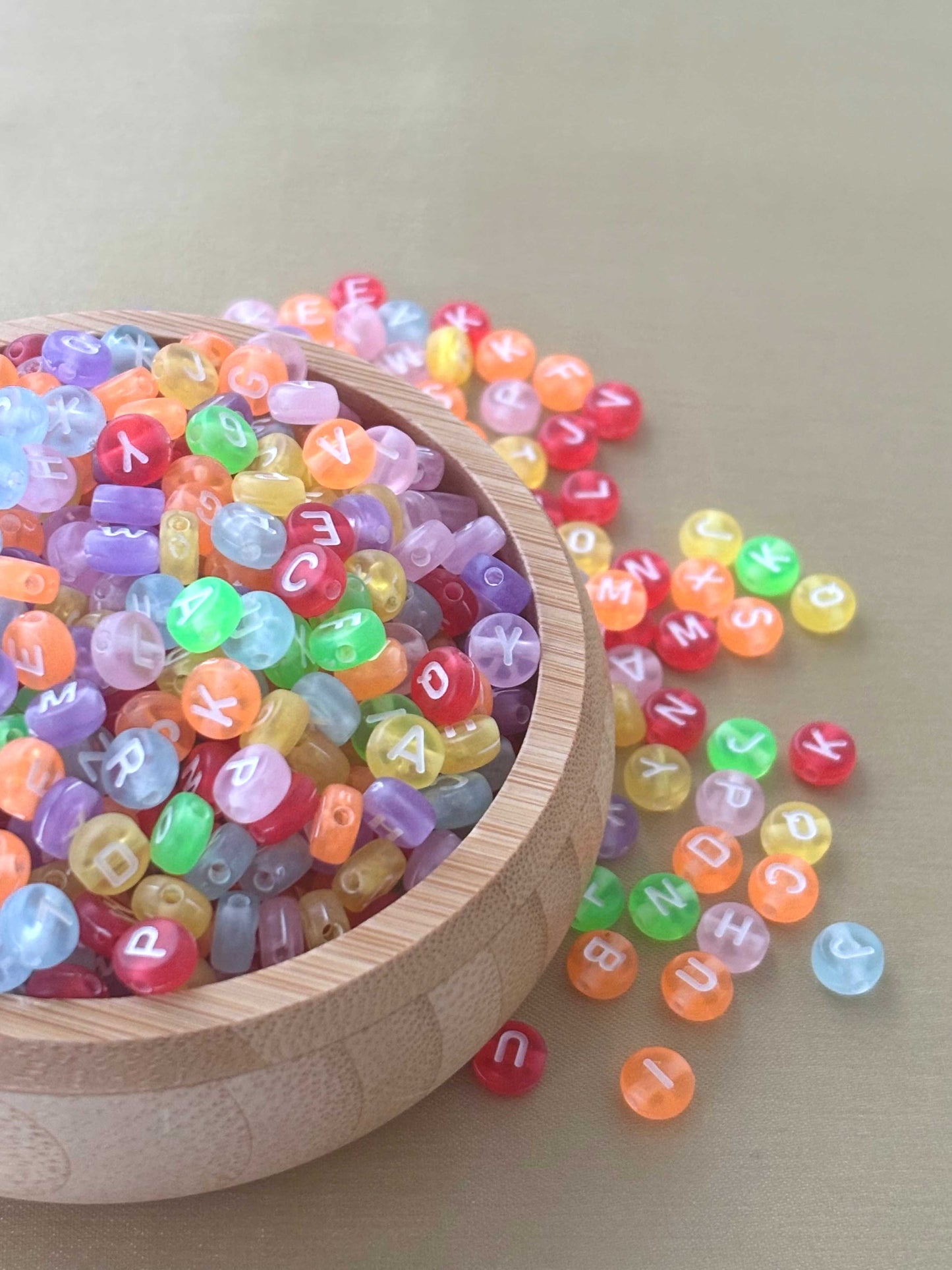 Round Colorful Alphabet Letter Beads