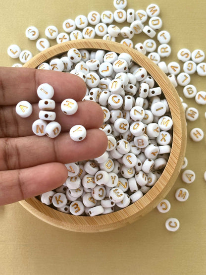 White and Gold Alphabet Letter Beads